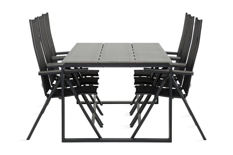 Turieno Spisebordsæt 210 cm + 6 Monaco Light Positionstol - Grå/Sort - Havemøbler - Havesæt - Komplette havesæt