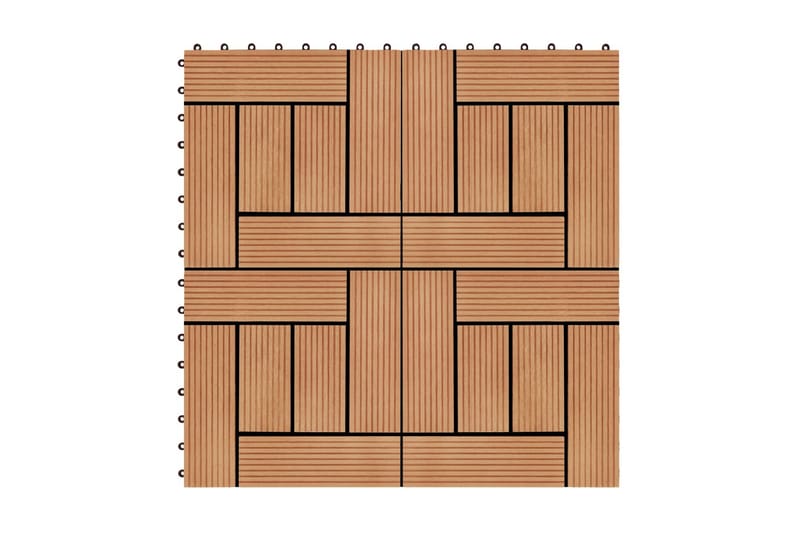 Terrassefliser 22 stk. 30 x 30 cm 2 m2 WPC teakfarve - Brun - Have - Udendørs miljø - Altan & terrasse - Altangulv & altandæk