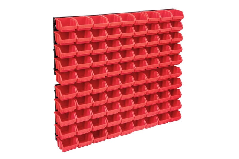 opbevaringssæt med vægpaneler 96 dele rød og sort - Rød - Hus & renovering - Byggeri - Søm, skruer & montering - Sortimentopbevaring - Sortimentkasse