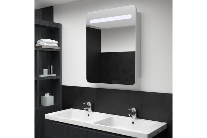 Badeværelsesskab med spejl LED 60 x 11 x 80 cm - Hvid - Hus & renovering - Køkken & bad - Badeværelse - Badeværelsesmøbler - Badeværelsesspejl