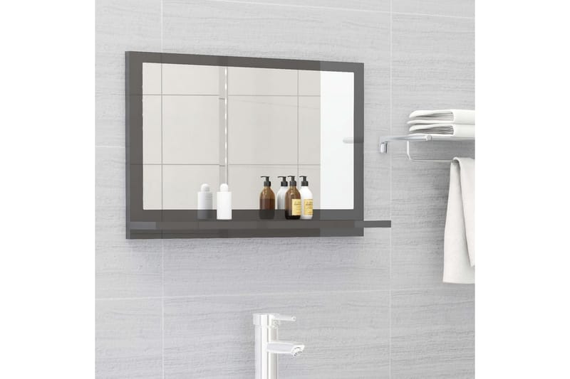 badeværelsesspejl 60x10,5x37 cm spånplade grå højglans - Grå - Hus & renovering - Køkken & bad - Badeværelse - Badeværelsesmøbler - Badeværelsesspejl