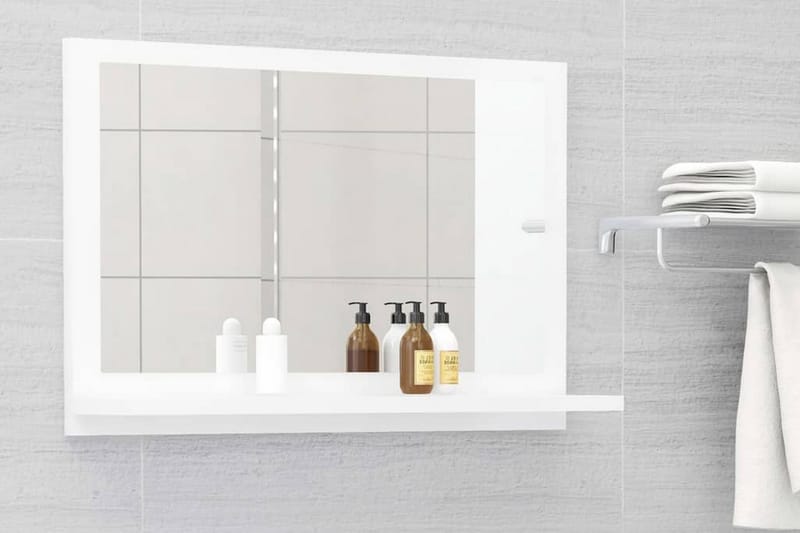 badeværelsesspejl 60x10,5x37 cm spånplade hvid højglans - Hvid - Hus & renovering - Køkken & bad - Badeværelse - Badeværelsesmøbler - Badeværelsesspejl