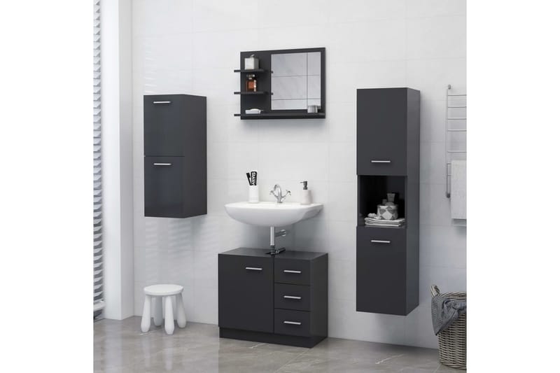 badeværelsesspejl 60x10,5x45 cm spånplade grå - Grå - Hus & renovering - Køkken & bad - Badeværelse - Badeværelsesmøbler - Badeværelsesspejl