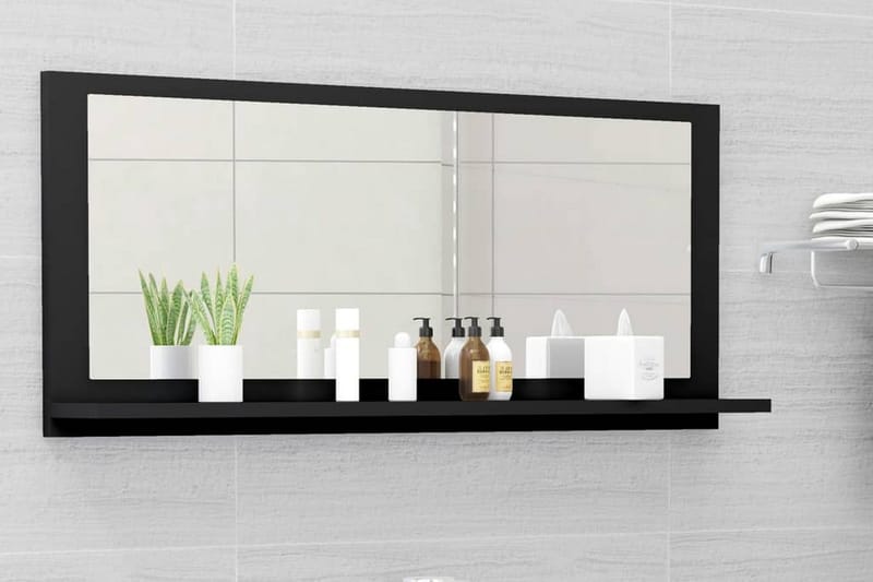 badeværelsesspejl 90x10,5x37 cm spånplade sort - Sort - Hus & renovering - Køkken & bad - Badeværelse - Badeværelsesmøbler - Badeværelsesspejl