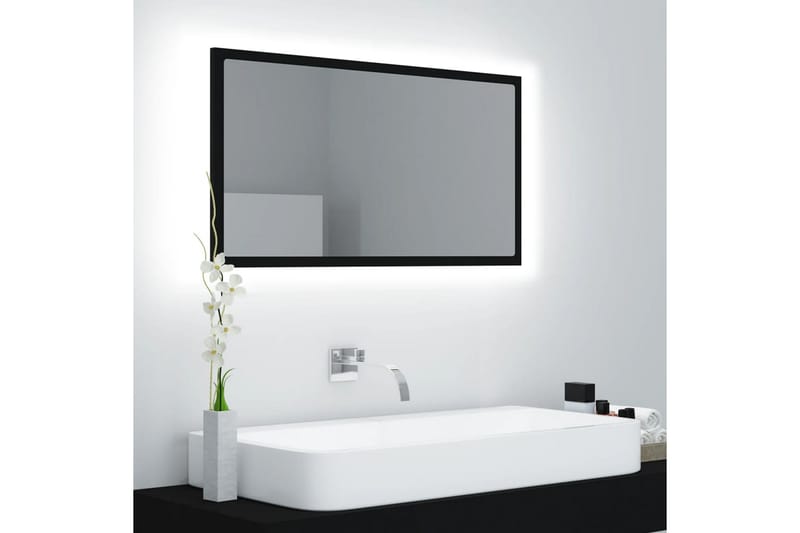 badeværelsesspejl m. LED-lys 80x8,5x37 cm spånplade sort - Sort - Hus & renovering - Køkken & bad - Badeværelse - Badeværelsesmøbler - Badeværelsesspejl