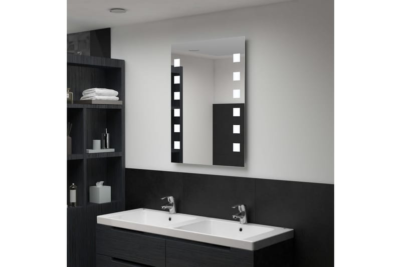 badeværelsesspejl med LED 60 x 80 cm - Sølv - Møbler - Senge - Seng med opbevaring