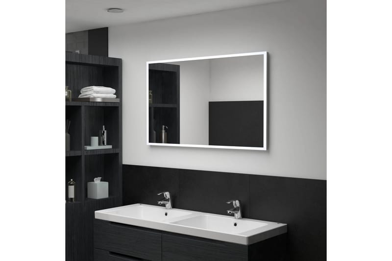 vægspejl med LED til badeværelset 100 x 60 cm - Sølv - Hus & renovering - Køkken & bad - Badeværelse - Badeværelsesmøbler - Badeværelsesspejl