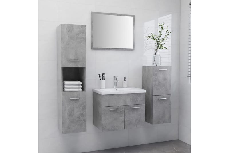 badeværelsesmøbelsæt spånplade betongrå - Grå - Hus & renovering - Køkken & bad - Badeværelse - Badeværelsesmøbler - Komplette møbelpakker