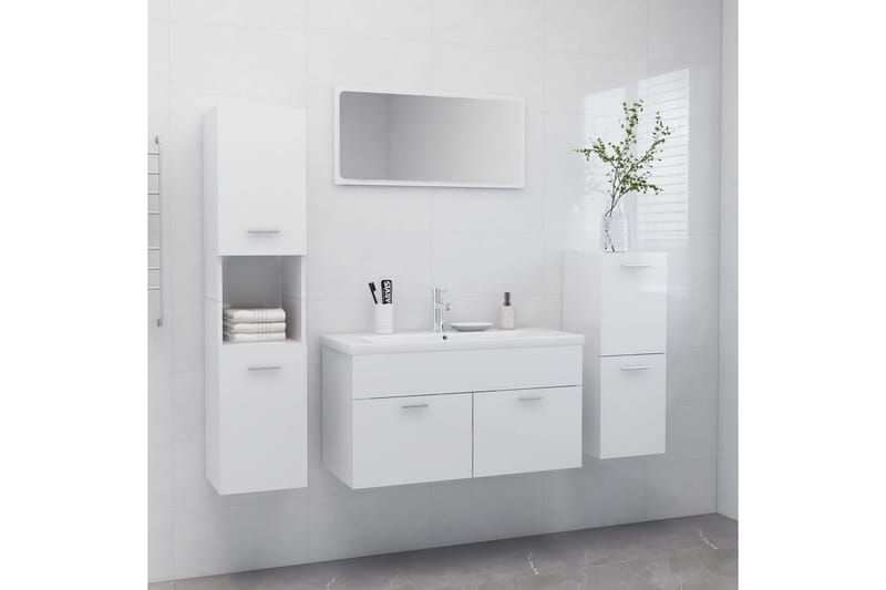 badeværelsesmøbelsæt spånplade hvid højglans - Hvid - Hus & renovering - Køkken & bad - Badeværelse - Badeværelsesmøbler - Komplette møbelpakker