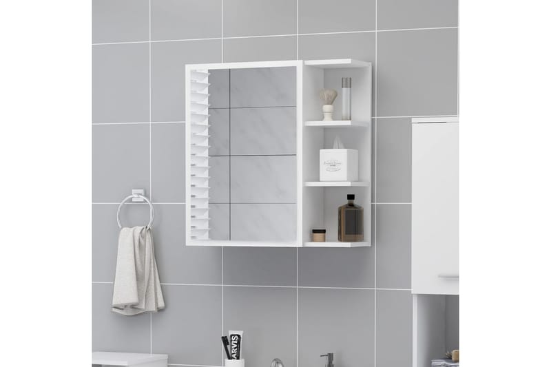 badeværelsesskab m. spejl 62,5x20,5x64 cm spånplade hvid - Hvid - Hus & renovering - Køkken & bad - Badeværelse - Badeværelsesmøbler - Spejlskabe