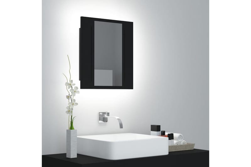 badeværelsesskab m. spejl + LED-lys 40x12x45 cm sort - Sort - Hus & renovering - Køkken & bad - Badeværelse - Badeværelsesmøbler - Spejlskabe