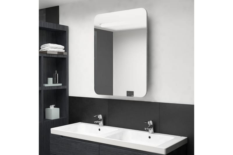 badeværelsesskab m. spejl + LED-lys 60x11x80 cm betongrå - Hus & renovering - Køkken & bad - Badeværelse - Badeværelsesmøbler - Spejlskabe