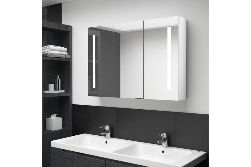 badeværelsesskab m. spejl + LED-lys 89x14x62 cm - Hus & renovering - Køkken & bad - Badeværelse - Badeværelsesmøbler - Spejlskabe