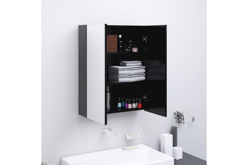 badeværelsesskab med spejl 60x15x75 cm MDF antracitgrå - Antracit - Hus & renovering - Køkken & bad - Badeværelse - Badeværelsesmøbler - Spejlskabe