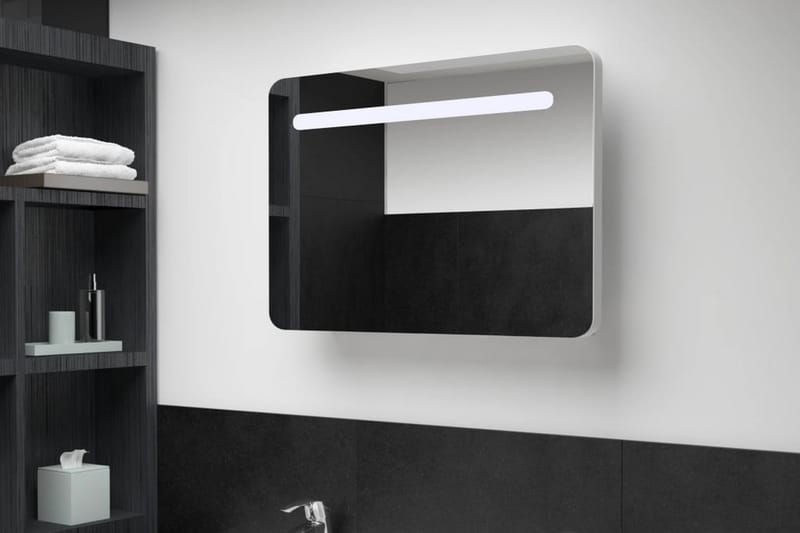 Badeværelsesskab med spejl LED 80 x 11 x 55 cm - Hvid - Hus & renovering - Køkken & bad - Badeværelse - Badeværelsesmøbler - Spejlskabe