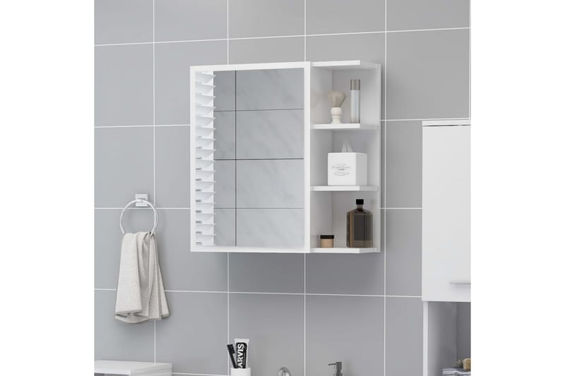 badeværelsesskab spejl 62,5x20,5x64 cm spånplade hvid - Hvid - Hus & renovering - Køkken & bad - Badeværelse - Badeværelsesmøbler - Spejlskabe