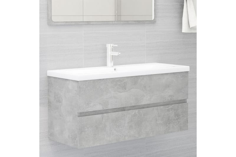 vaskeskab med indbygget håndvask spånplade betongrå - Grå - Hus & renovering - Køkken & bad - Badeværelse - Badeværelsesmøbler - Underskab badeværelse