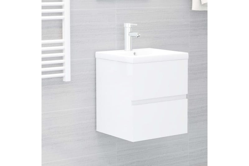vaskeskab med indbygget håndvask spånplade hvid højglans - Hvid - Hus & renovering - Køkken & bad - Badeværelse - Badeværelsesmøbler - Underskab badeværelse