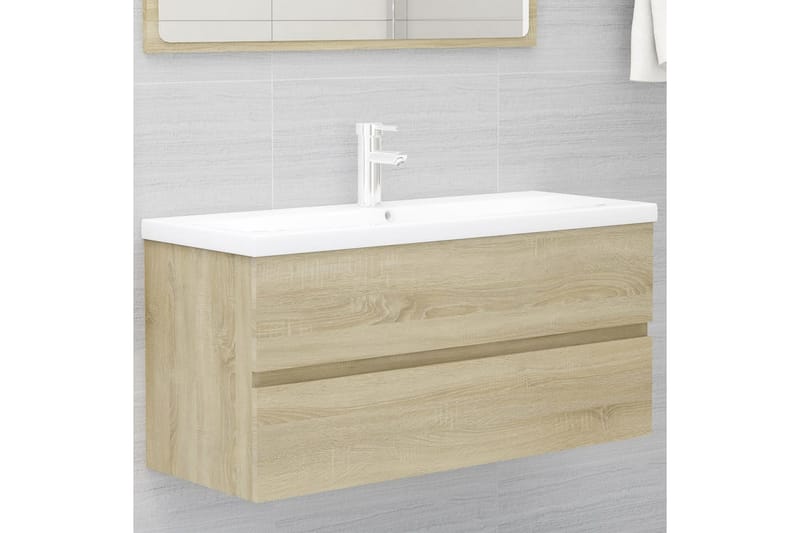 vaskeskab med indbygget håndvask spånplade sonoma-eg - Brun - Hus & renovering - Køkken & bad - Badeværelse - Badeværelsesmøbler - Underskab badeværelse