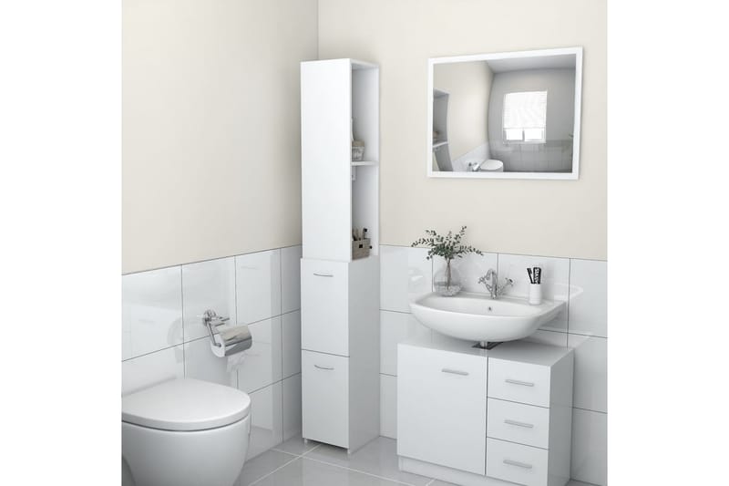 badeværelsesskab 25x25x170 cm spånplade hvid - Hvid - Hus & renovering - Køkken & bad - Badeværelse - Badeværelsesmøbler - Vægskabe & højskabe