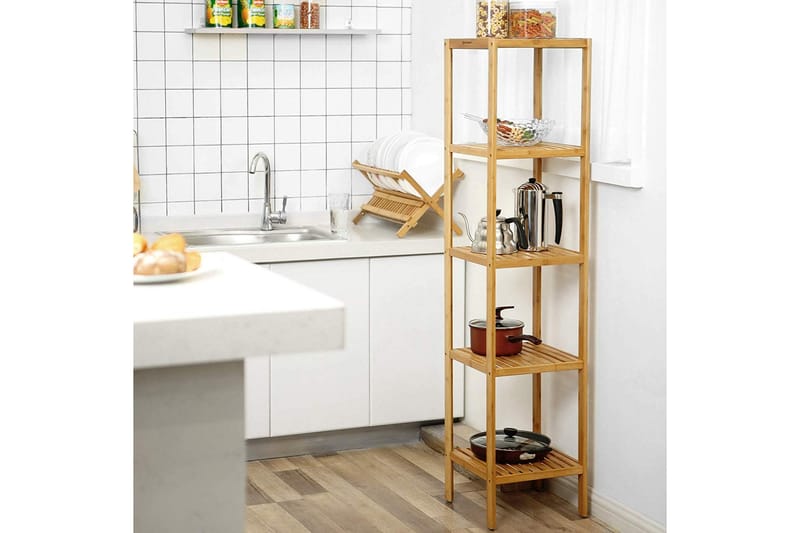 Qrisp bambus Opbevaring 5 niveauer - Songmics - Hus & renovering - Køkken & bad - Badeværelse - Badeværelsesmøbler - Vægskabe & højskabe
