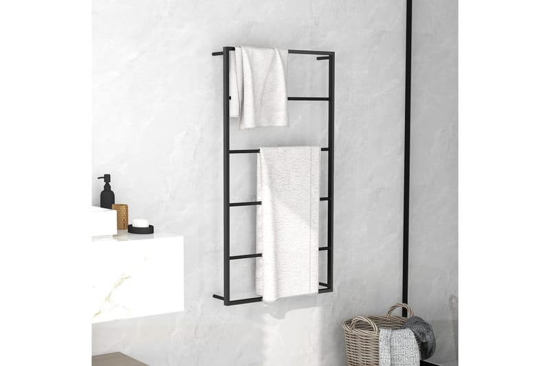 håndklædeholder 60x10x116 cm stål sort - Sort - Hus & renovering - Køkken & bad - Badeværelse - Badeværelsestilbehør - Håndklædestige