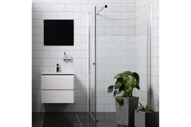 Bathlife Mångsidig Brusedør Lige Væg 100x100 cm - Sølv/Klarglas - Hus & renovering - Køkken & bad - Badeværelse - Bruser - Brusedøre