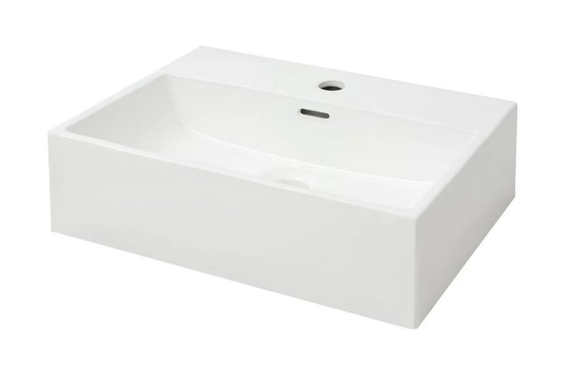 håndvask med hul til vandhane keramik 51,5x38,5x15 cm hvid - Hvid - Hus & renovering - Køkken & bad - Badeværelse - Håndvaske - Enkelt håndvask