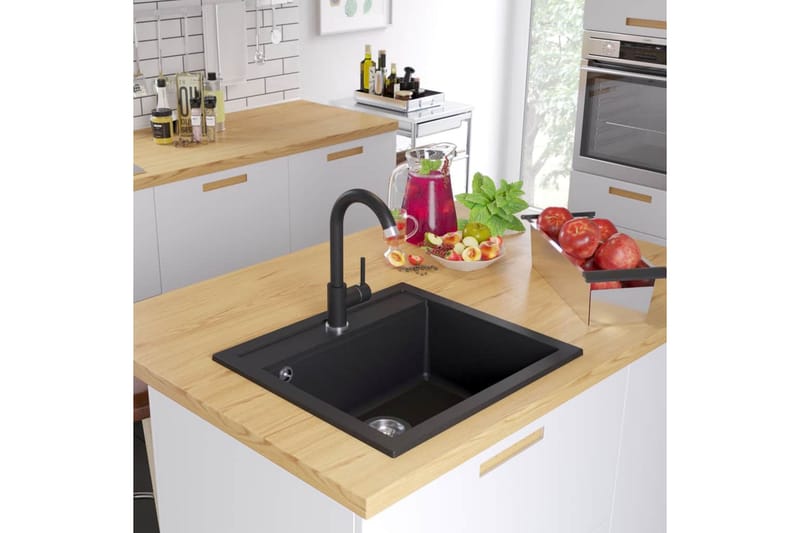 køkkenvask enkelt vask granit sort - Sort - Hus & renovering - Køkken & bad - Badeværelse - Håndvaske - Enkelt håndvask