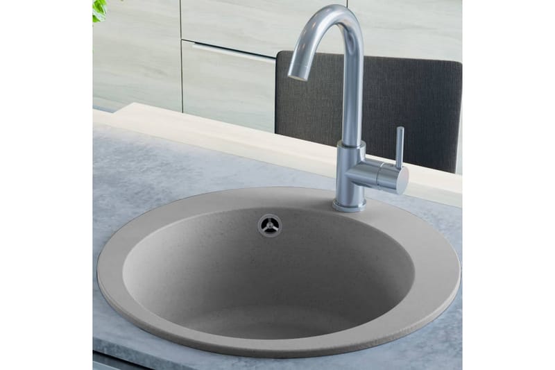 køkkenvask enkelt vask rund granit grå - Grå - Hus & renovering - Køkken & bad - Badeværelse - Håndvaske - Enkelt håndvask