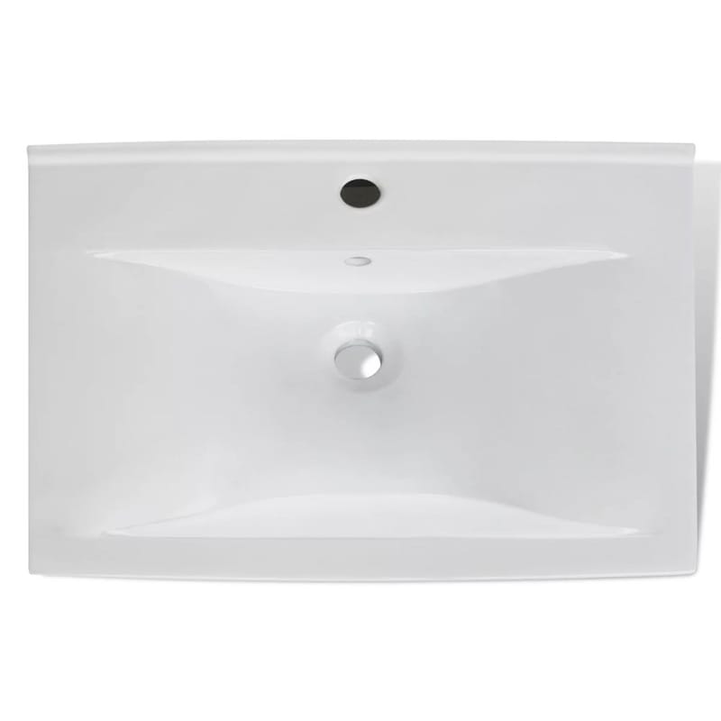 Keramisk firkantet håndvask m. overløb og hanehul 60x46 cm - Hvid - Hus & renovering - Køkken & bad - Badeværelse - Håndvaske - Enkelt håndvask