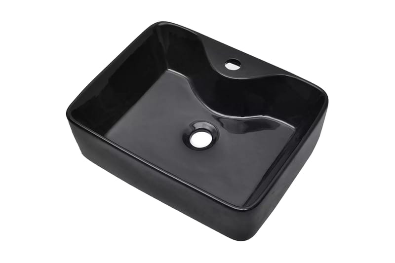 Keramisk håndvask vandhanehul sort firkantet - Sort - Hus & renovering - Køkken & bad - Badeværelse - Håndvaske - Enkelt håndvask