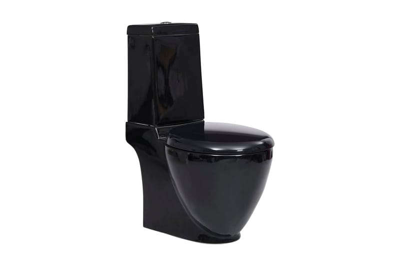 keramisk toilet vandstrøm bagpå sort - |