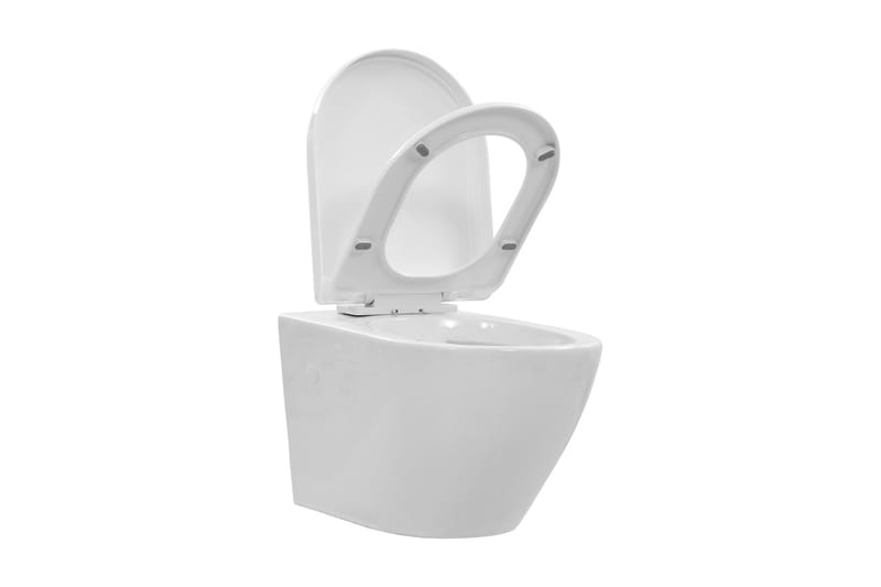 væghængt toilet uden kant keramik hvid