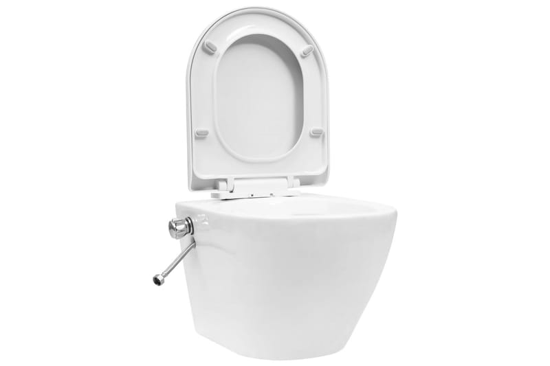 væghængt toilet uden kant med bidetfunktion keramik hvid - Hvid - Hus & renovering - Køkken & bad - Badeværelse - Toiletter & WC - Væghængt toilet