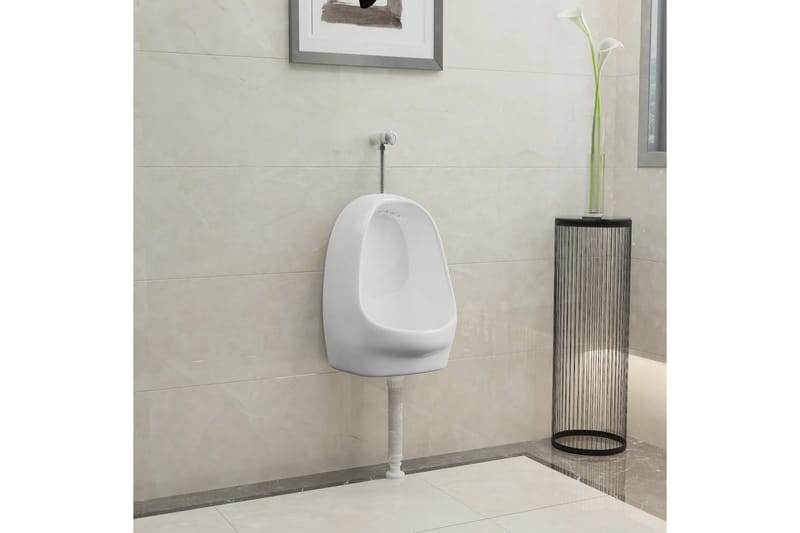 væghængt urinal med skylleventil keramisk hvid - Hvid - Hus & renovering - Køkken & bad - Badeværelse - Toiletter & WC - Væghængt toilet