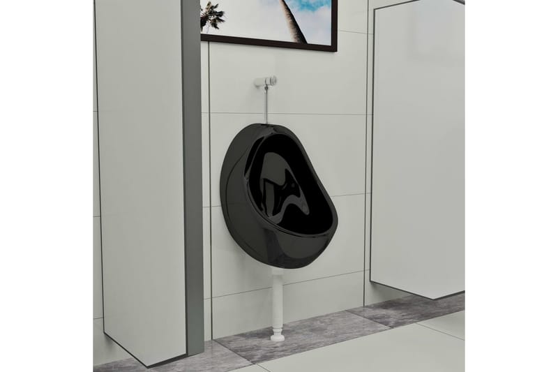 væghængt urinal med skylleventil keramisk sort - Sort - Hus & renovering - Køkken & bad - Badeværelse - Toiletter & WC - Væghængt toilet