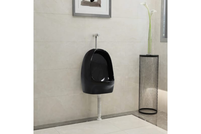 væghængt urinal med skylleventil keramisk sort - Sort - Hus & renovering - Køkken & bad - Badeværelse - Toiletter & WC - Væghængt toilet