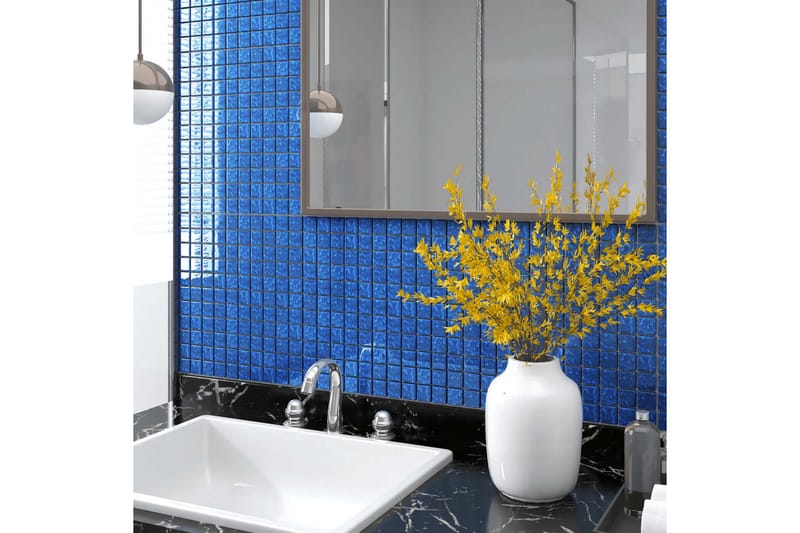 selvklæbende mosaikfliser 11 stk. 30x30 cm glas blå - Blå - Hus & renovering - Køkken & bad - Kakkel & klinker - Mosaik - Glasmosaik