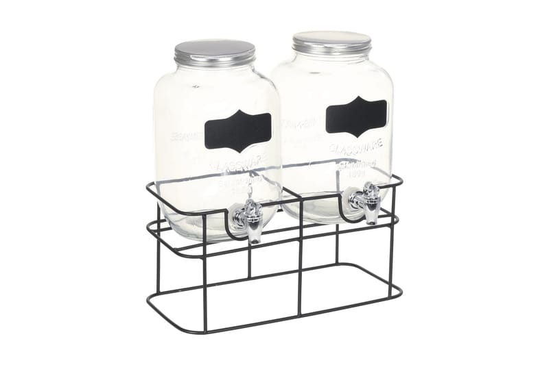 drikkevaredispensersæt 2 stk. med stativ 2 x 4 l glas - Husholdning - Madlavning & Bagning - Køkkenudstyr - Øvrige køkkenredskaber