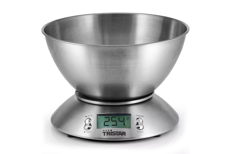 Tristar Køkken skala 5 kg med måling skål - Sølv - Husholdning - Madlavning & Bagning - Køkkenudstyr