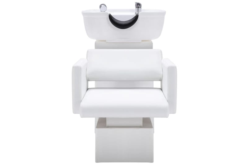 frisørstol med vask 129x59x82 cm kunstlæder hvid - Hvid - Husholdning - Personpleje & helbred - Frisørstol & salonstol