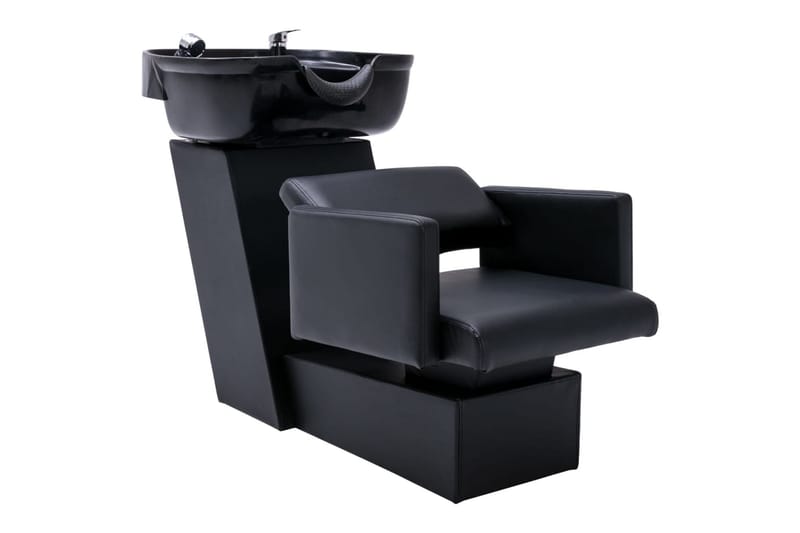 frisørstol med vask 129x59x82 cm kunstlæder sort - Sort - Husholdning - Personpleje & helbred - Frisørstol & salonstol