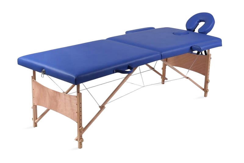 Blå sammefoldeligt massagebord, 2 zoner med træramme - Blå - Husholdning - Personpleje & helbred - Massage & wellness - Massagebord