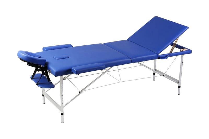Blåt sammenklappeligt massagebord, 3 zoner & aluminiumsramme - Blå - Husholdning - Personpleje & helbred - Massage & wellness - Massagebord