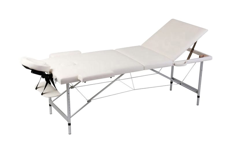 Creme sammenfoldeligt massagebord med aluminiumsstel,3 zoner - Hvid - Husholdning - Personpleje & helbred - Massage & wellness - Massagebord