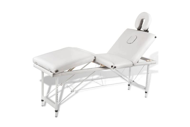 Creme sammenfoldeligt massagebord med aluminiumsstel,4 zoner - Hvid - Husholdning - Personpleje & helbred - Massage & wellness - Massagebord