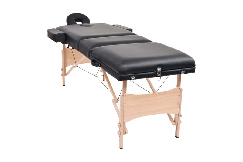 foldbart 3-zoners massagebord- og skammelsæt 10 cm tykt sort - Sort - Husholdning - Personpleje & helbred - Massage & wellness - Massagebord