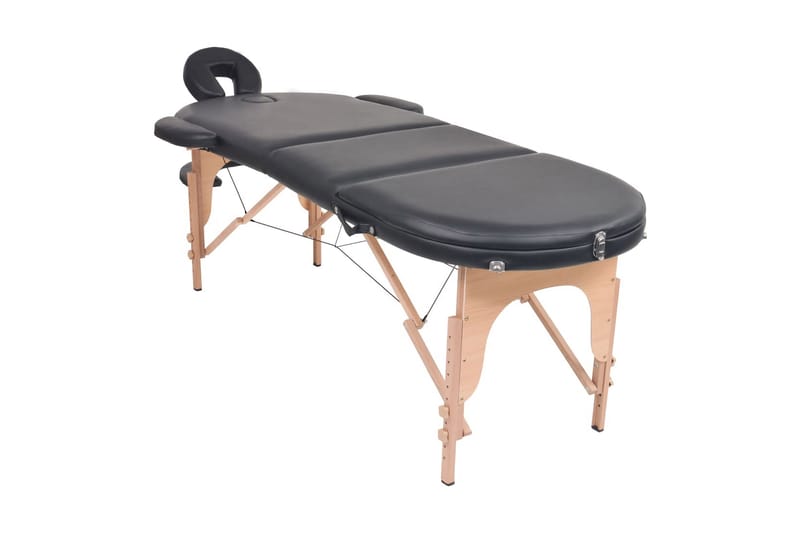 foldbart massagebord 10 cm tykt med 2 puder oval sort - Sort - Husholdning - Personpleje & helbred - Massage & wellness - Massagebord