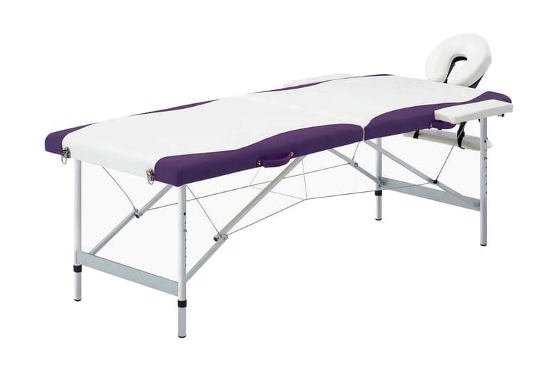 foldbart massagebord 2 zoner aluminium hvid og lilla - Hvid - Husholdning - Personpleje & helbred - Massage & wellness - Massagebord